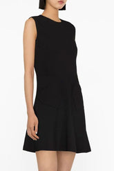 Robe patineuse courte sans manches à col ras du cou et poche cœur - Noir
